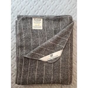 Vintage United Airlines Faribo Blanket Grey Pinstripe Wool Blend 54'x45'